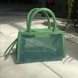 Brandon Blackwood Arlen Bag Green Mesh Vegan Leather Top Handle Crossbody